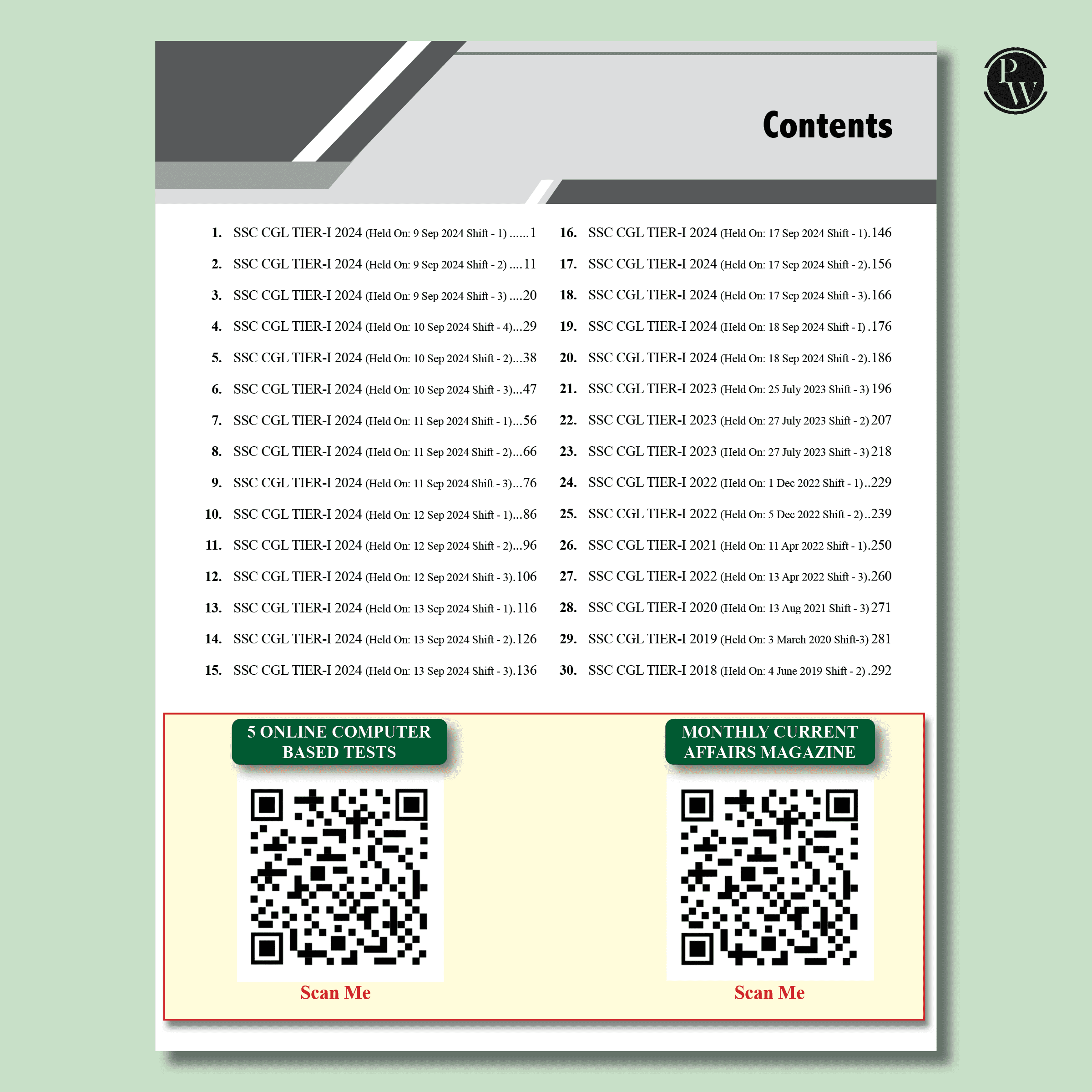 30 SSC CGL (Combined Graduate Level) Tier 1 Previous Year Solved Papers (2018-2024) with 5 Online Mock Tests For Exam 2025-2026 | Yearwise PYQs | Fully Solved | Hindi Edition