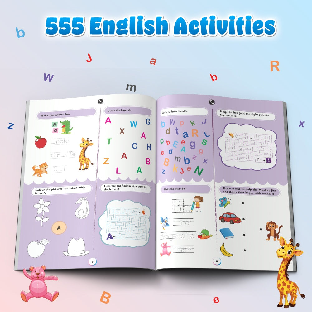 555 English Activity Book For Kids-Brain Games For 5+ Years Old Kids | Free 500+ Printable Worksheets, Fun Puzzles, Word Games, English Grammar, Pronunciation,Vocabulary, Riddles & Learning Activities