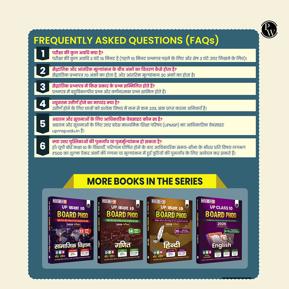 UP Board Phod Class 10 Science (Hindi) Question Bank Chapterwise with 13 Mind Maps and PYQs For 2026 Board Exam | 100 Most Probable Questions and Model Papers with OMR Sheet