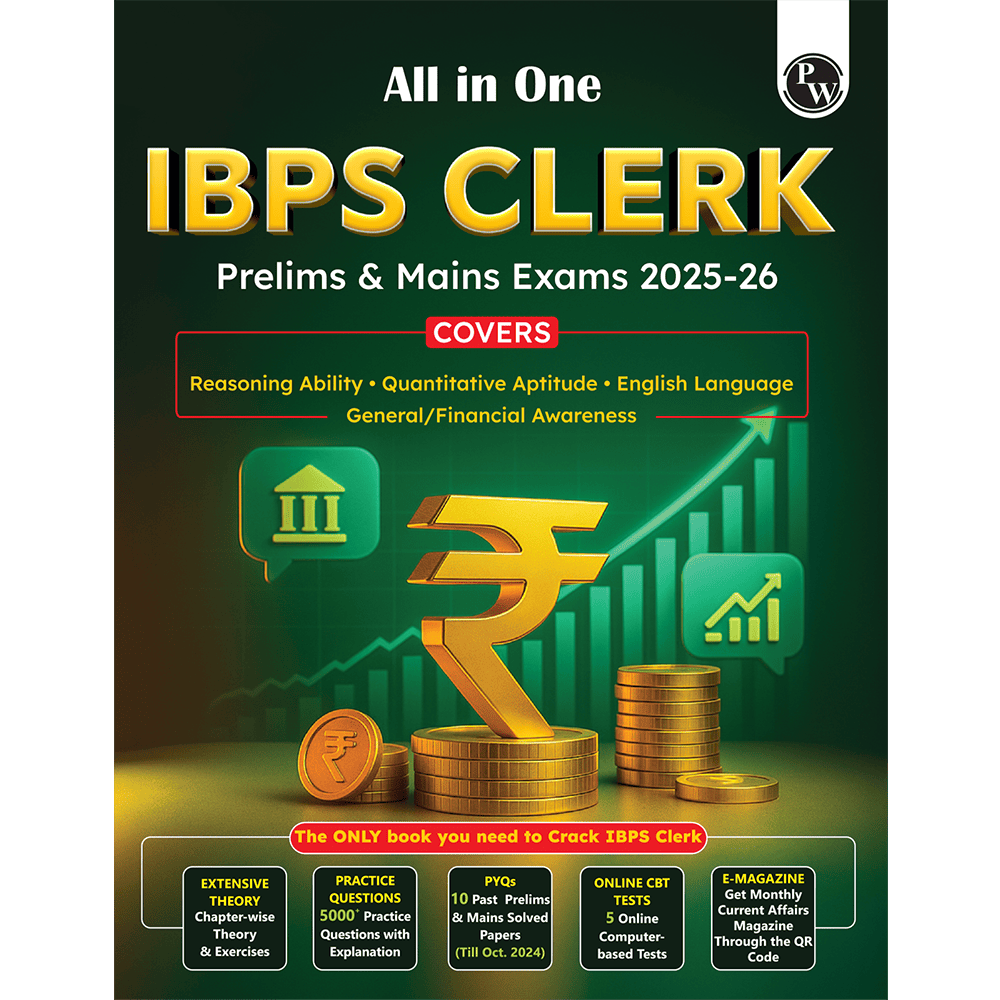 All in One IBPS Clerk Prelims & Mains Exams 2025-26 | Chapterwise Theory and Exercises | 10 Previous Solved Papers (Till Oct 2024) and 5 Online CBT Tests English Edition