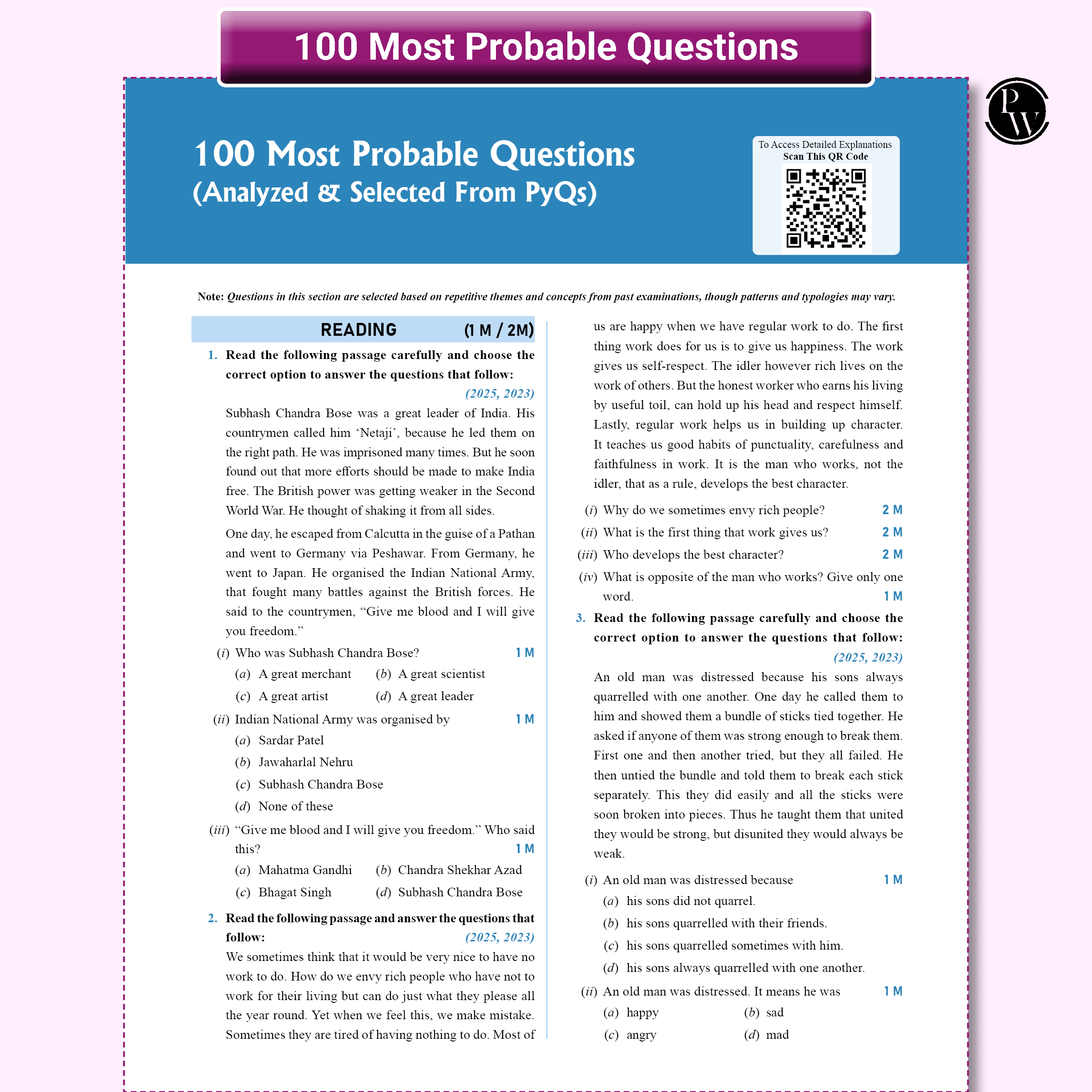 UP Board Phod Class 10 English Chapterwise Question Bank with PYQs For 2026 Board Exam | 100 Most Probable Questions and Model Papers with OMR Sheet