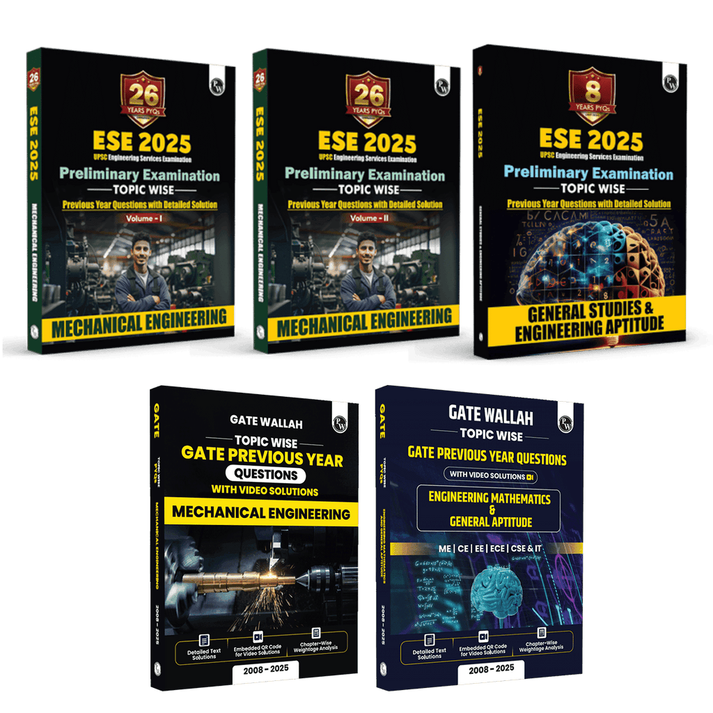 UPSC ESE Topicwise 26 Years PYQs Mechanical Engineering Vol 1 & 2, GS & Engineering Aptitude + GATEWALLAH Topicwise PYQs Mechanical Engineering, Engineering Maths & General Aptitude Combo Set of 5 Books For 2026 Exams