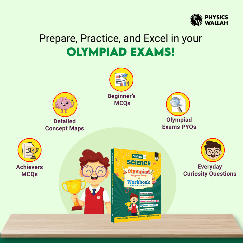 Olympiad Plus Workbook For Class 3 Science Prepguide, Concept Map, PYQs and Worksheets For After School Practice | NSO, ISO, iOS, Hindustan Olympiad, NSTSE and Others