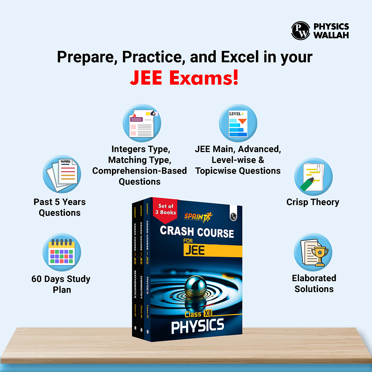 Sprint JEE Crash Course Class 12 Combo Set of 3 Books l Physics, Chemistry, Mathematics For 2025-2026 Exams l Crisp Theory and JEE Main & Advanced Levelwise Exercises