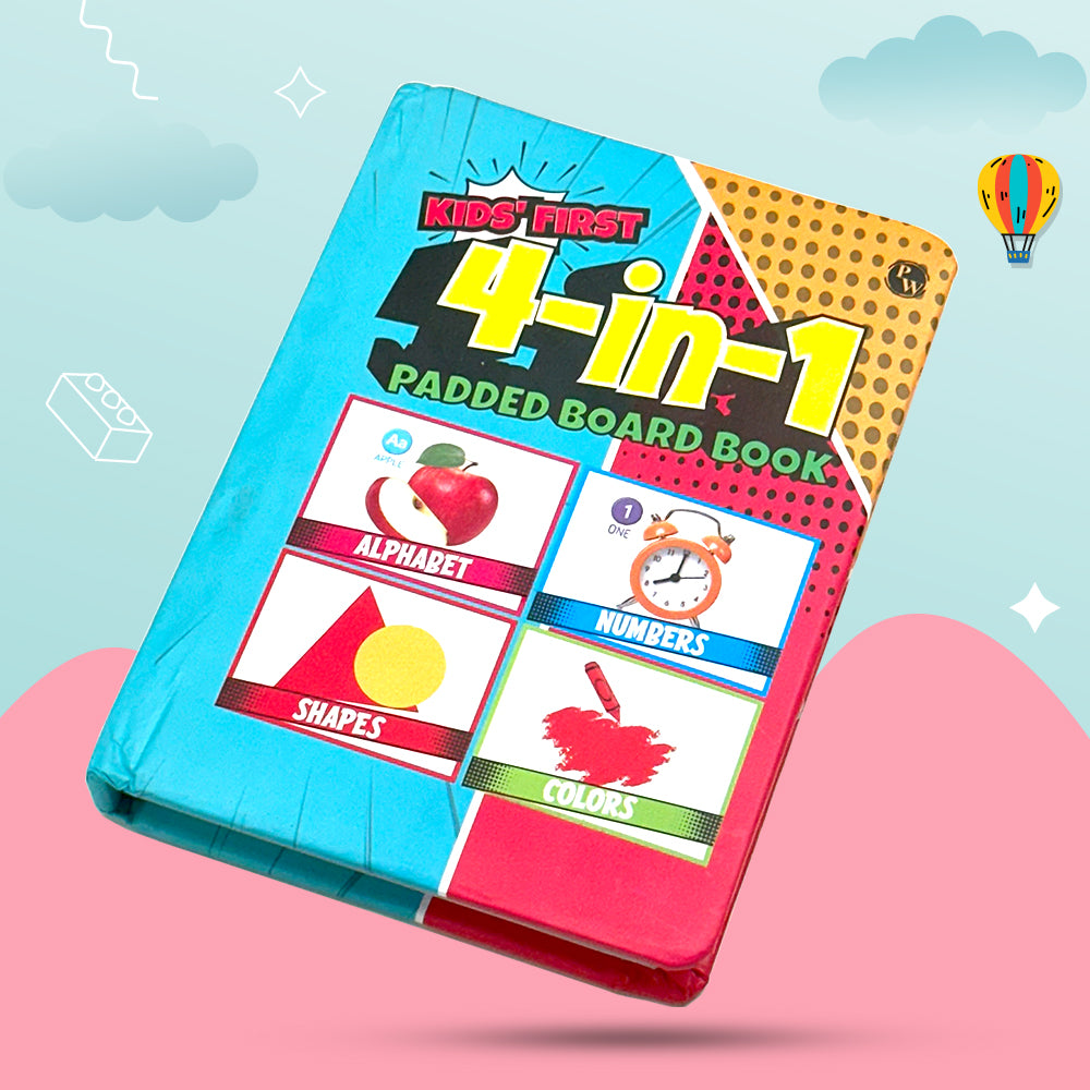 Kids Combo of 2 Books | 4 in 1 Padded Board Book & First 1000 Words For Early Learners, Toddlers l Colors, Shapes, Alphabet, Numbers and Vocabulary Picture books for Children