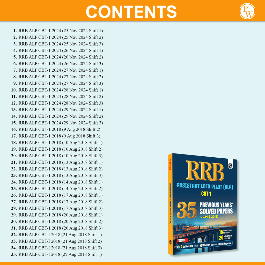35 RRB Assistant Loco Pilot (ALP) CBT-1 Previous Year Solved Papers (2024 & 2018) with 5 Online Mock Tests For Exam 2025-2026 | Fully Solved PYQ | English Edition