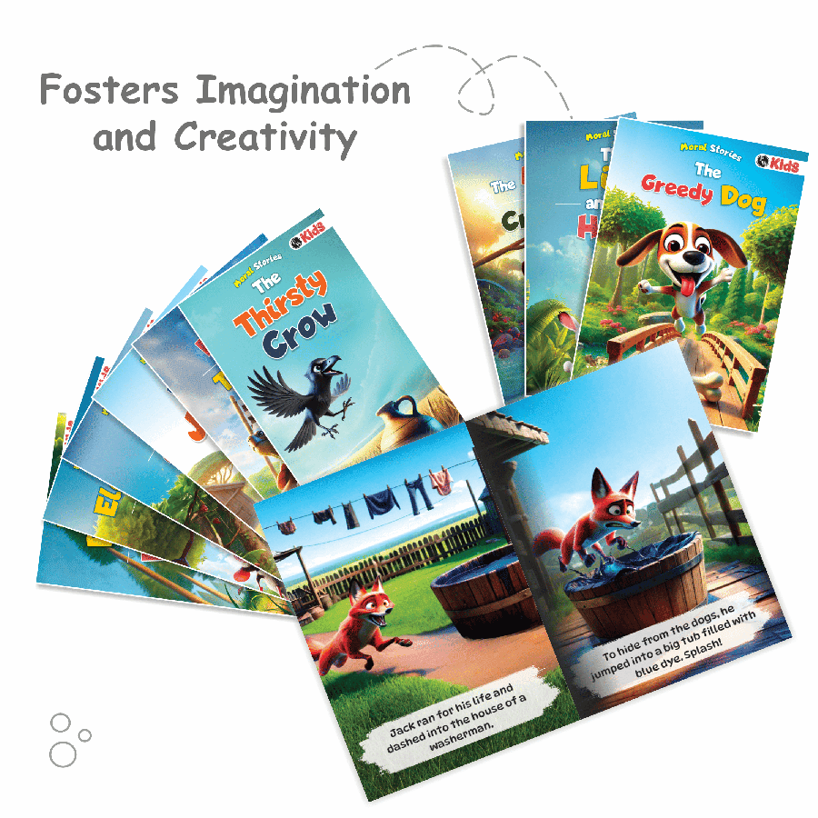 Moral Story Books (Set of 10 Books) For Kids | Bed Time Story Book Set For Children | Short Story Books with 3D Animated Images | Books For 3+ Years Old