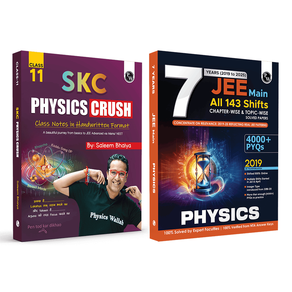 SKC Physics Crush Class 11 Handwritten Format Notes By Saleem Sir & JEE Main 7 Years All 143 Shifts Online Previous Years Solved Papers Chapterwise & Topicwise PYQs Combo