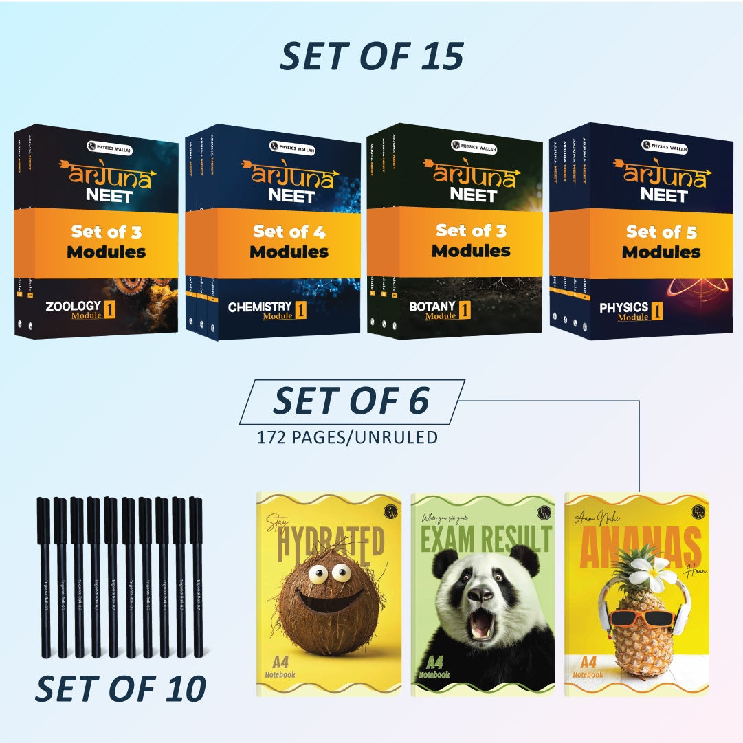 Arjuna NEET Class 11th Hindi 2025 Edition +  172 page  notebook set of 6 and set of 10 pen