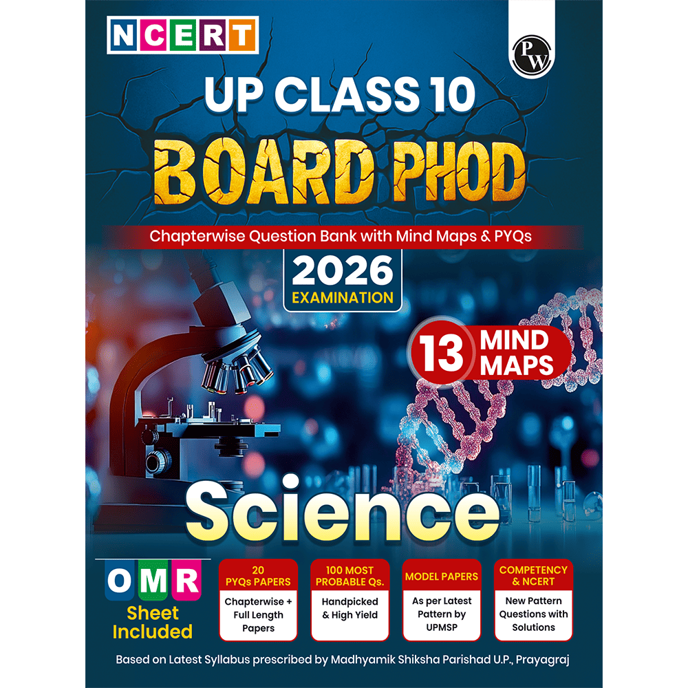 UP Board Phod Class 10 Science Question Bank Chapterwise with 13 Mind Maps and PYQs For 2026 Board Exam | 100 Most Probable Questions and Model Papers with OMR Sheet
