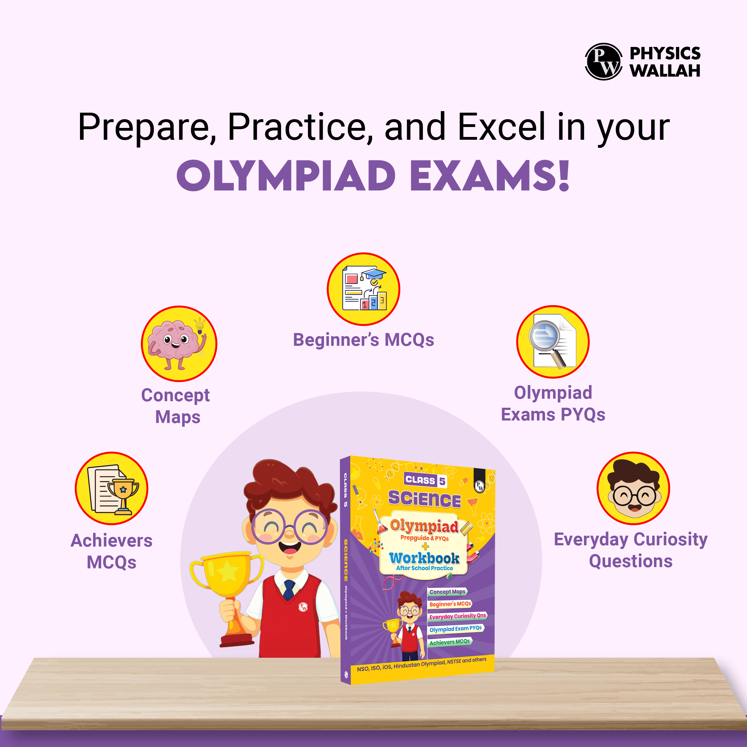 Olympiad Plus Workbook For Class 5 Science Prepguide, Concept Map, PYQs and Worksheets For After School Practice | NSO, ISO, iOS, Hindustan Olympiad, NSTSE and Others