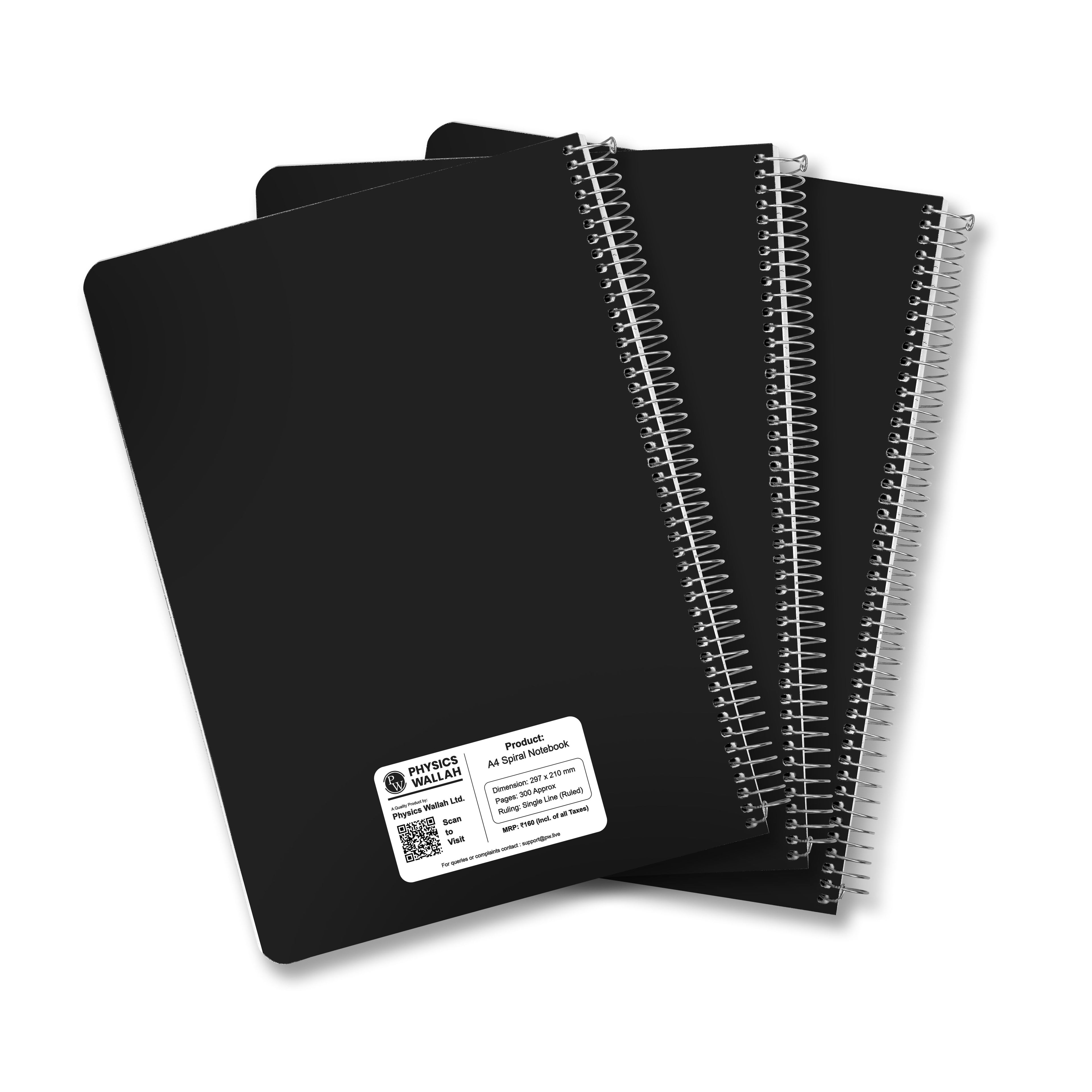 A4 Size 300 Pages Spiral Binding Notebook set of 3 | Ruled Register Notebooks for Students & Office | Premium Quality Plastic cover Spiral Register for Writing & Note-Taking