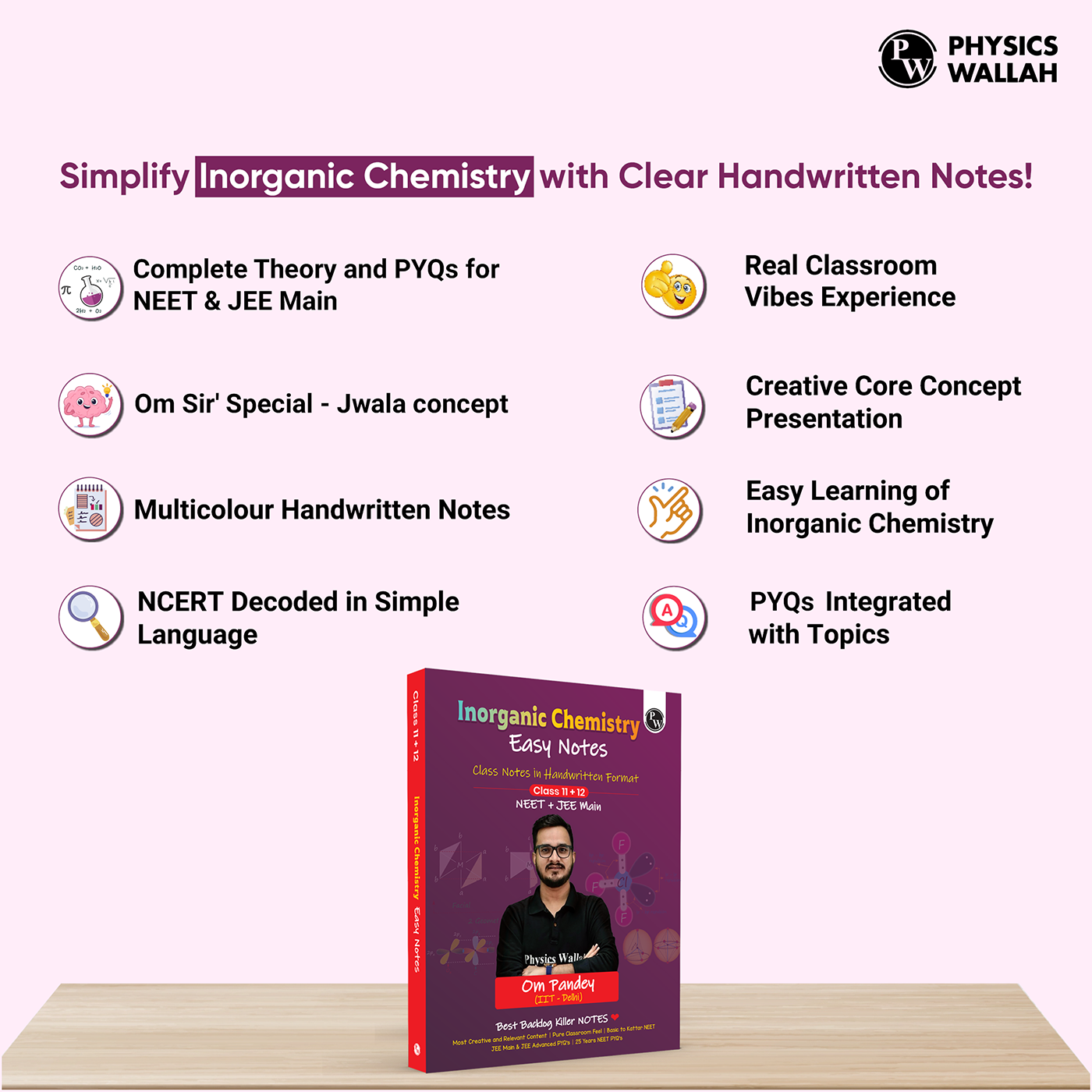 NEET Easy Handwritten Notes Inorganic Chemistry For NEET & JEE Main By Om Pandey | Chapterwise and Topicwise Questions | Backlog Killer Notes with Handpicked PYQs [paperback] Om Pandey