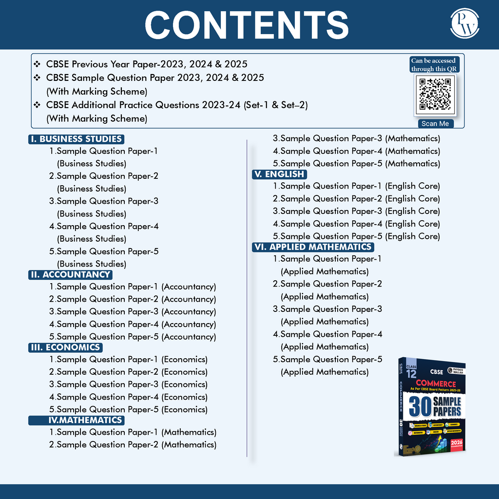 CBSE Class 12 Commerce Stream Combined 30 Sample Papers For 2025-2026 Board Exams l Business Studies, Accountancy, Economics, Mathematics, English, Applied Maths