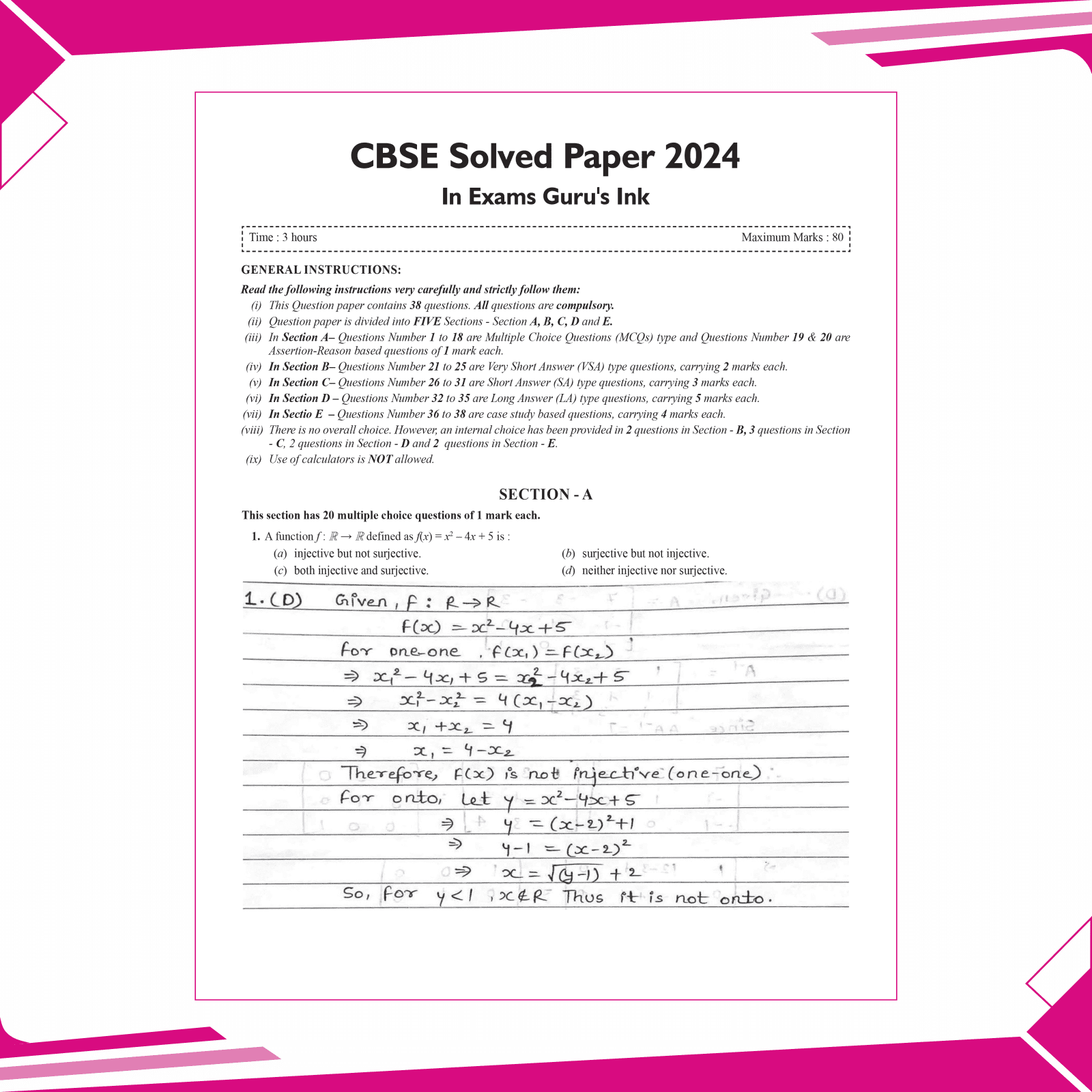 CBSE 15 Sample Question Papers Class 12 Mathematics for 2025 Exam | Competency-Based Learning | PYQ 2024 with Topper's Explanations, CBSE SQP & CBSE Practice Questions