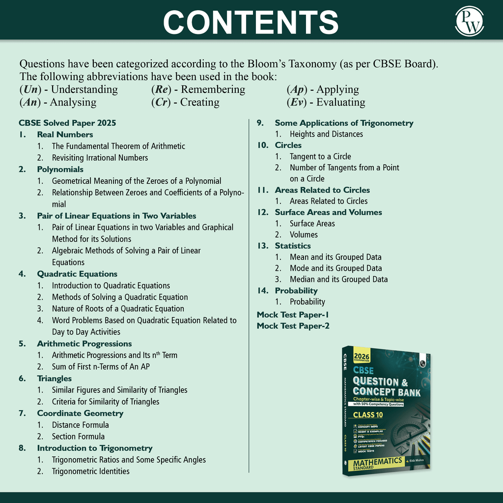 CBSE Question & Concept Bank (QCB) Class 10 Mathematics (Standard) Chapter-wise and Topic-wise Solved Questions For 2026 Exams with 50% Competency Based Question