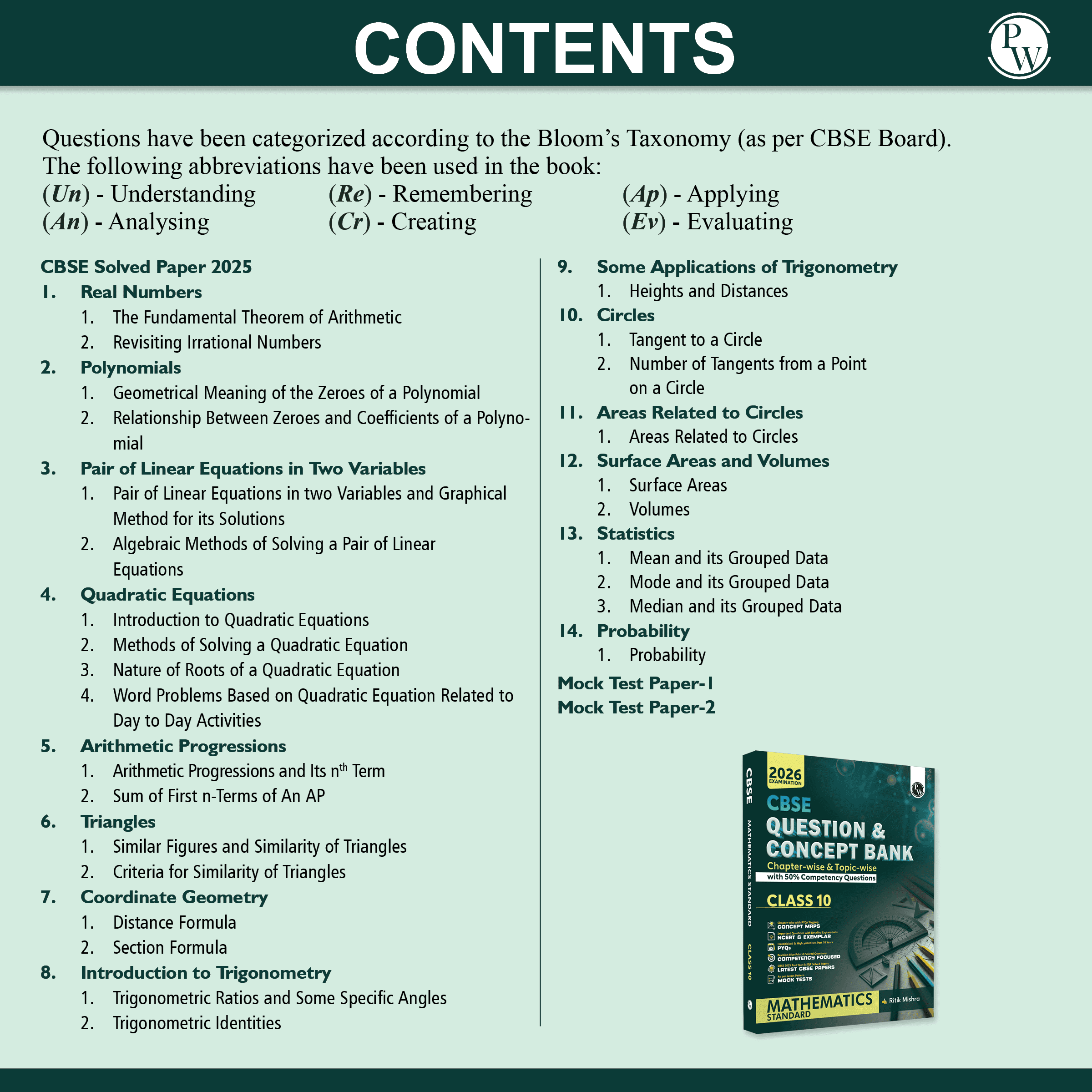 CBSE Question & Concept Bank (QCB) Class 10 Mathematics (Standard) Chapter-wise and Topic-wise Solved Questions For 2026 Exams with 50% Competency Based Question