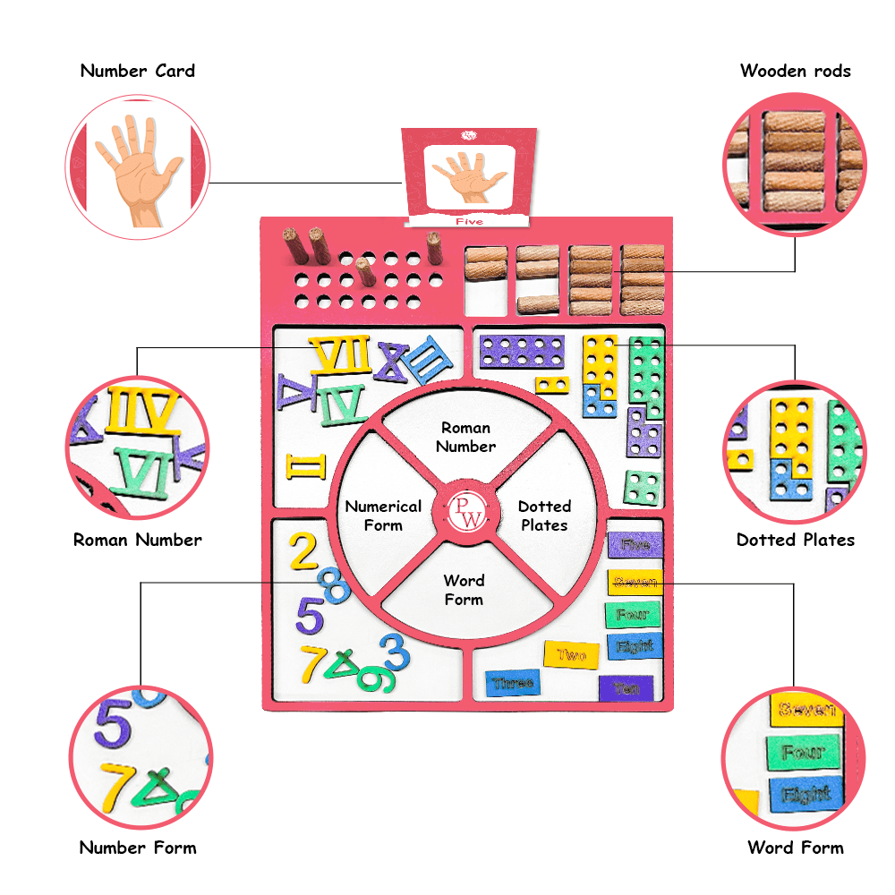 Curious Jr. Counting Wizard Educational Math Kit with Numbers, Counting Sticks, Word Form, Math cards | Brain Games for Kids 2, 3, 4, 5, 6 Years- Wooden Board Puzzles and Brain Teasers