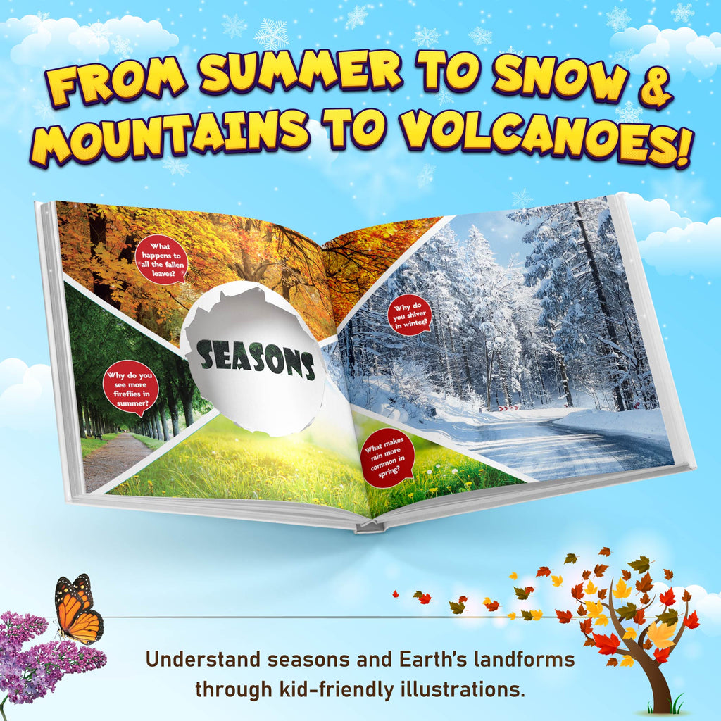 First Encyclopedia Earth and Beyond- Mountains, Space & Universe, Environment, Weather, Climates & Seasons| Kids Book for Genral Knowledge| Activity Book For 5+ Years old - PW Kids
