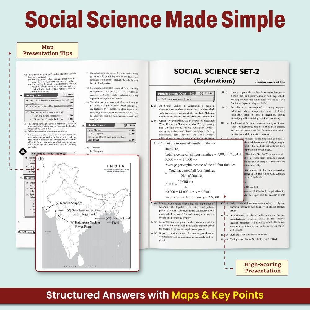 CBSE Class 10 Real Feel Sample Papers 2025 - Science, Maths (Standard), Social Science, English with 50% Competency Based Questions I CBSE like Question & Answer Sheets