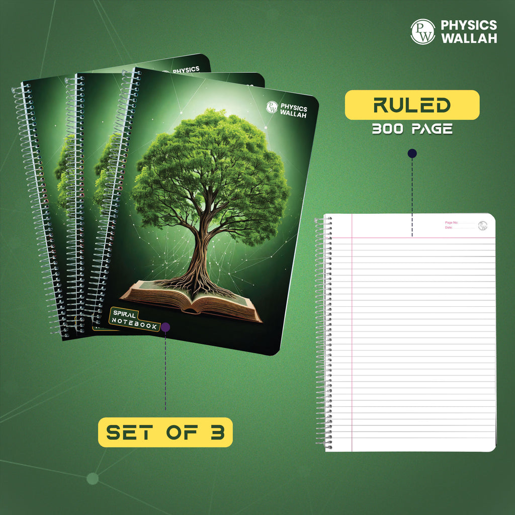 A4 Size 300 Pages Spiral Binding Notebook set of 3 | Ruled Register Notebooks for Students & Office | Premium Quality Plastic cover Spiral Register for Writing & Note-Taking