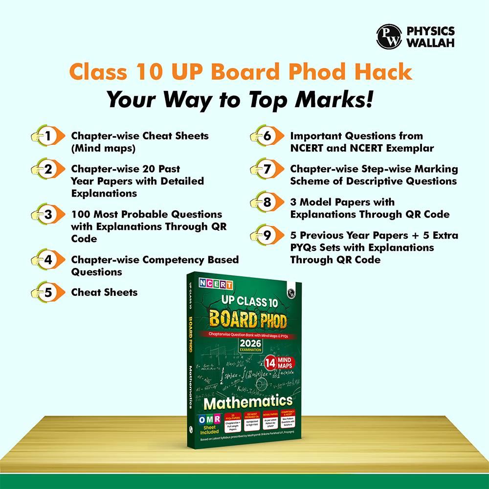 UP Board Phod Class 10 Maths Question Bank Chapterwise with 14 Mind Maps and PYQs For 2026 Board Exam | 100 Most Probable Questions and Model Papers with OMR Sheet