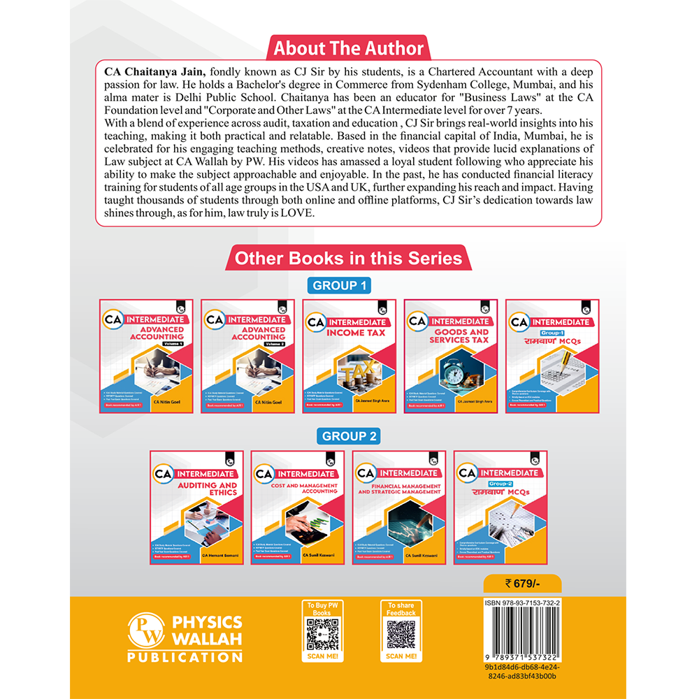 CA Intermediate Group 1 Corporate and Other Laws By CA Chaitanya Jain | Covering Theory, Exercise and Previous Years Questions & Solutions | Latest Syllabus For May 2026 Exams