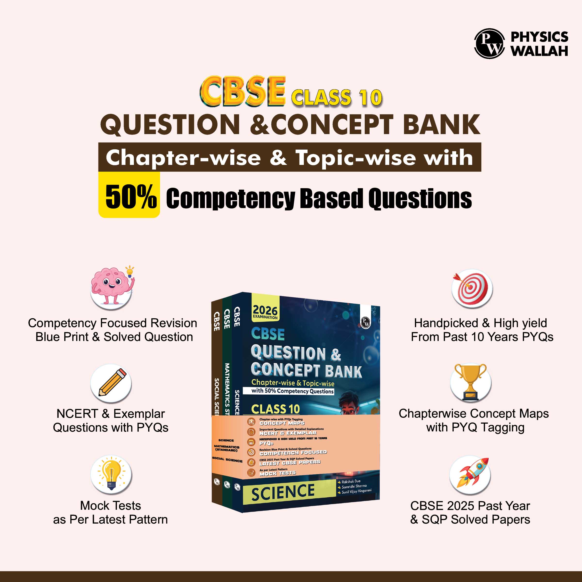CBSE Question & Concept Bank (QCB) Class 10 Science, Mathematics (Standard) and Social Science Combo Set of 3 Books Chapterwise & Topicwise Solved Questions For 2026 Exams