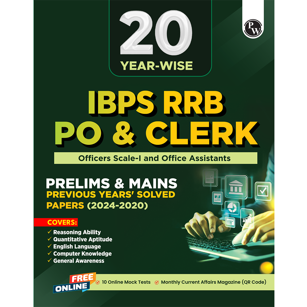 20 Yearwise IBPS RRB PO & Clerk Prelims & Mains Previous Years’ Solved Papers PYQ (2024-2020) For Exams 2025-26 | Officers Scale-l & Office Assistants | 10 Online Mock Tests