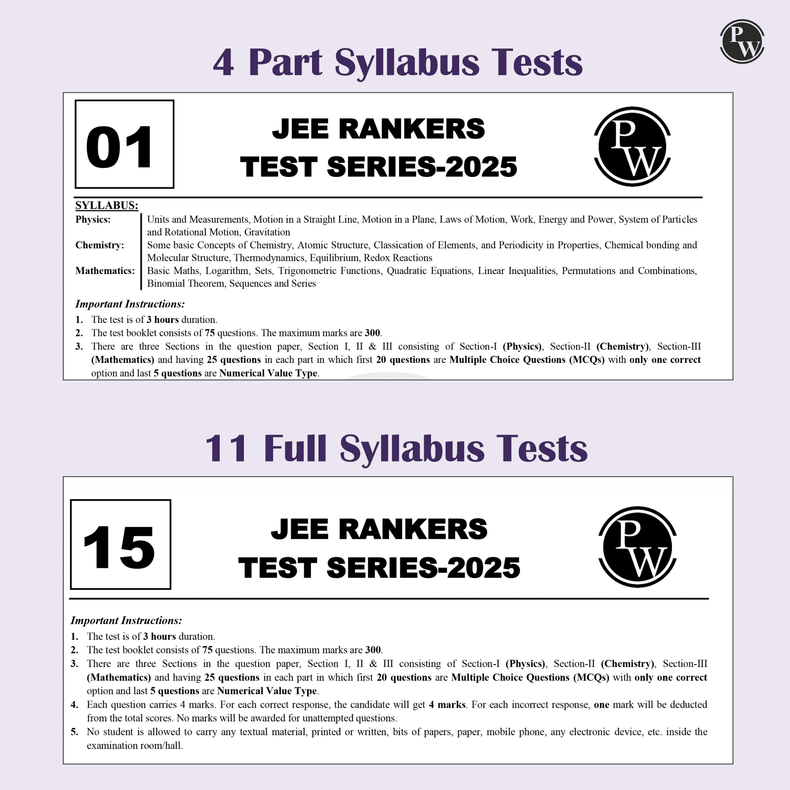 15 JEE Main Rankers Test Series 2025 As Per Revised NTA Pattern (75 Questions) | Elaborated Solutions with College Cutoff and Shiftwise Past Paper Analysis