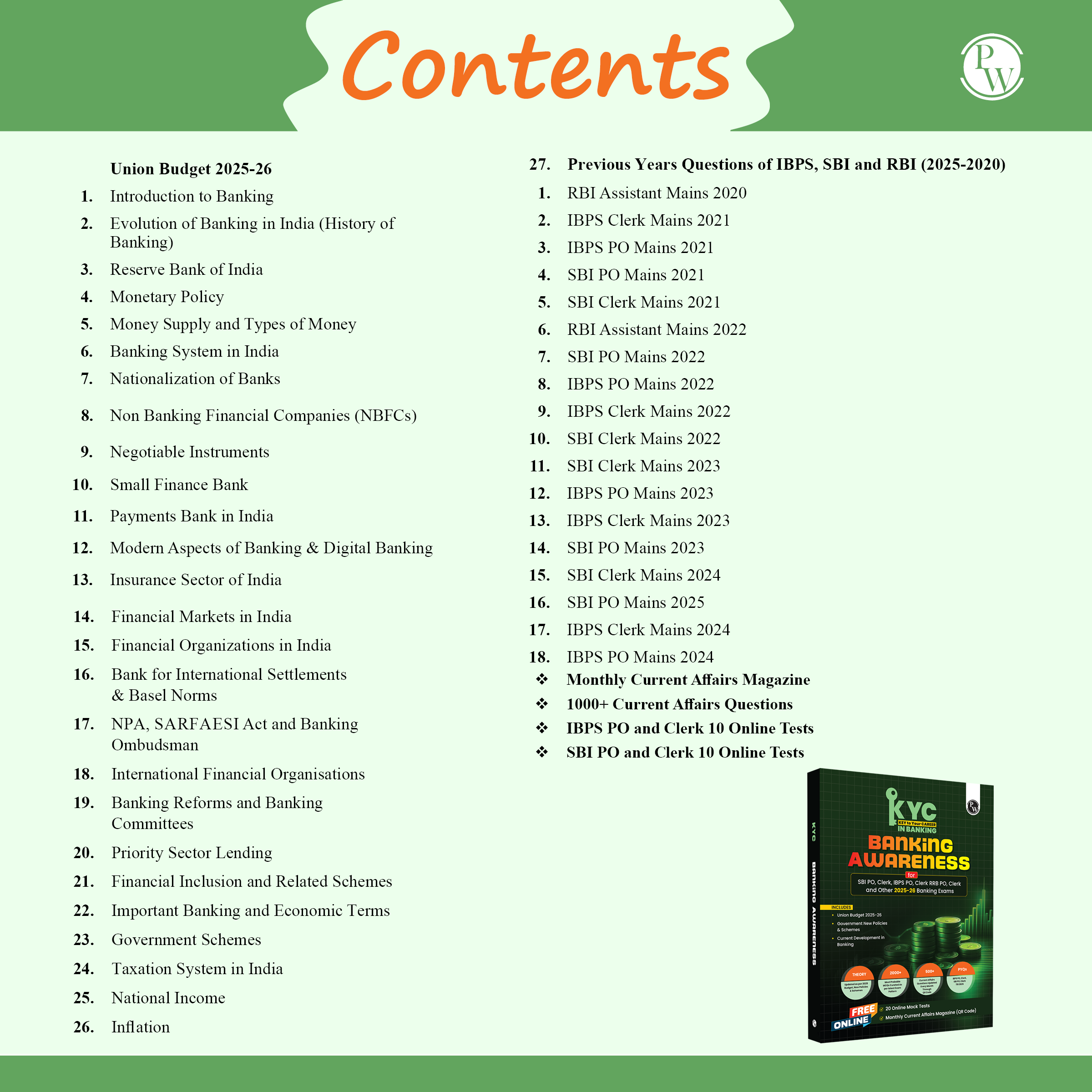 KYC Banking Awareness | Chapterwise Theory, Exercise, Past Year Questions (PYQ) For SBI PO, Clerk, IBPS PO, Clerk, RRB, PO, Clerk, RBI & Other Banking Exams 2025- 26 | Free 20 Online Tests