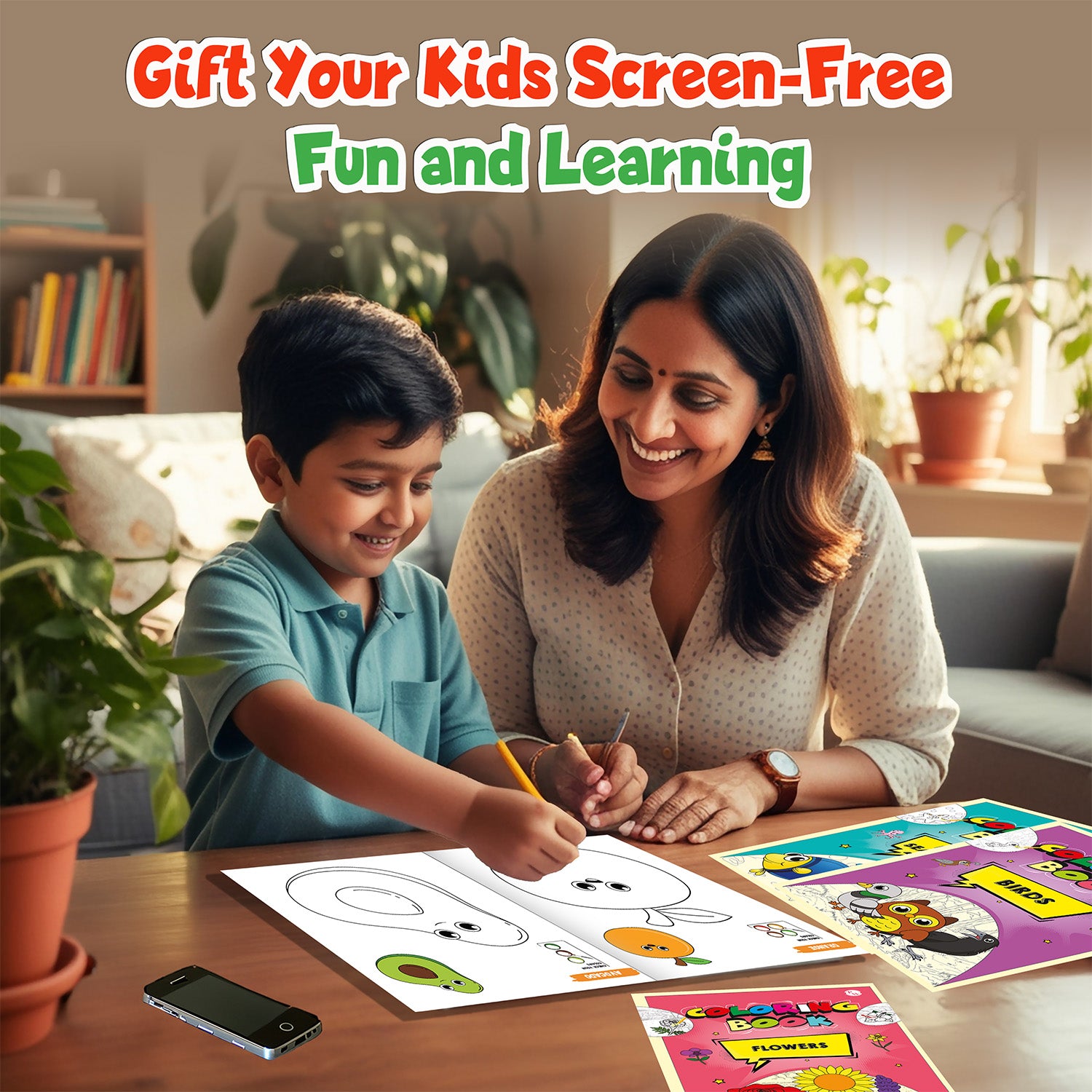 Copy Colour Book For Kids Set of 6 Books - Professions, Sports, Things Around Us, Transport, Flowers, Dinosaurs & Dragons | 2 to 6 Years Old | Ideal Birthday Gift Set for Kids