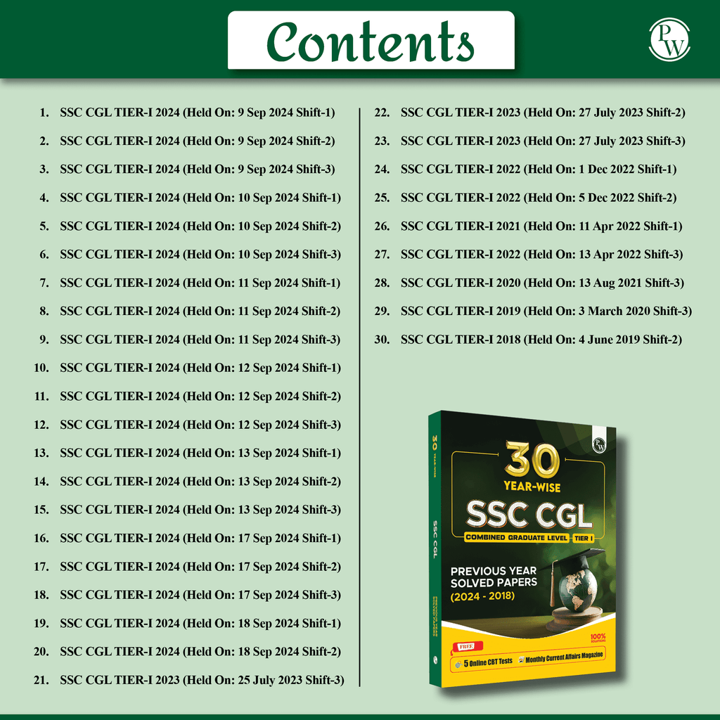 30 SSC CGL Tier I | Combined Graduate Level | Year-Wise SSC CGL Previous Year Paper (2024 - 2018) with 5 Online Practice Sets For Exam 2025 | English Edition