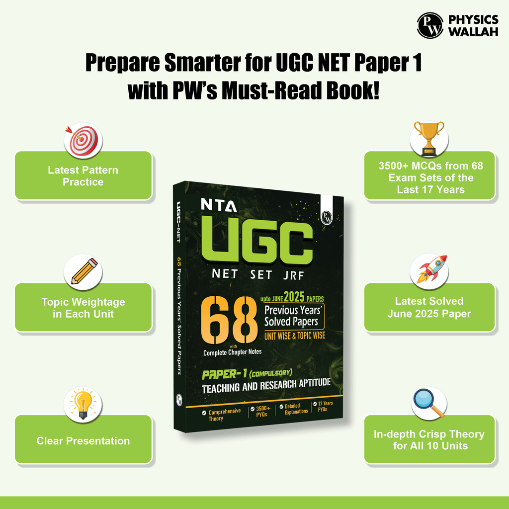 NTA 68 UGC NET Paper 1 (Teaching & Research Aptitude) Previous Year Solved Papers with Complete Chapter Notes I Unitwise and Topicwise | 17 Years PYQs upto June 2025 I NET, JRF, SET