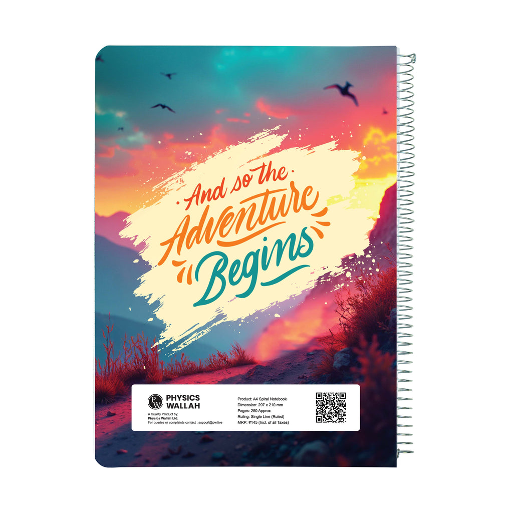 5-Subject Spiral adventure Notebook Single | 250 Pages Ruled  | Multi-Sectioned | High-Quality Paper | Perfect for School, College & Exam Preparation