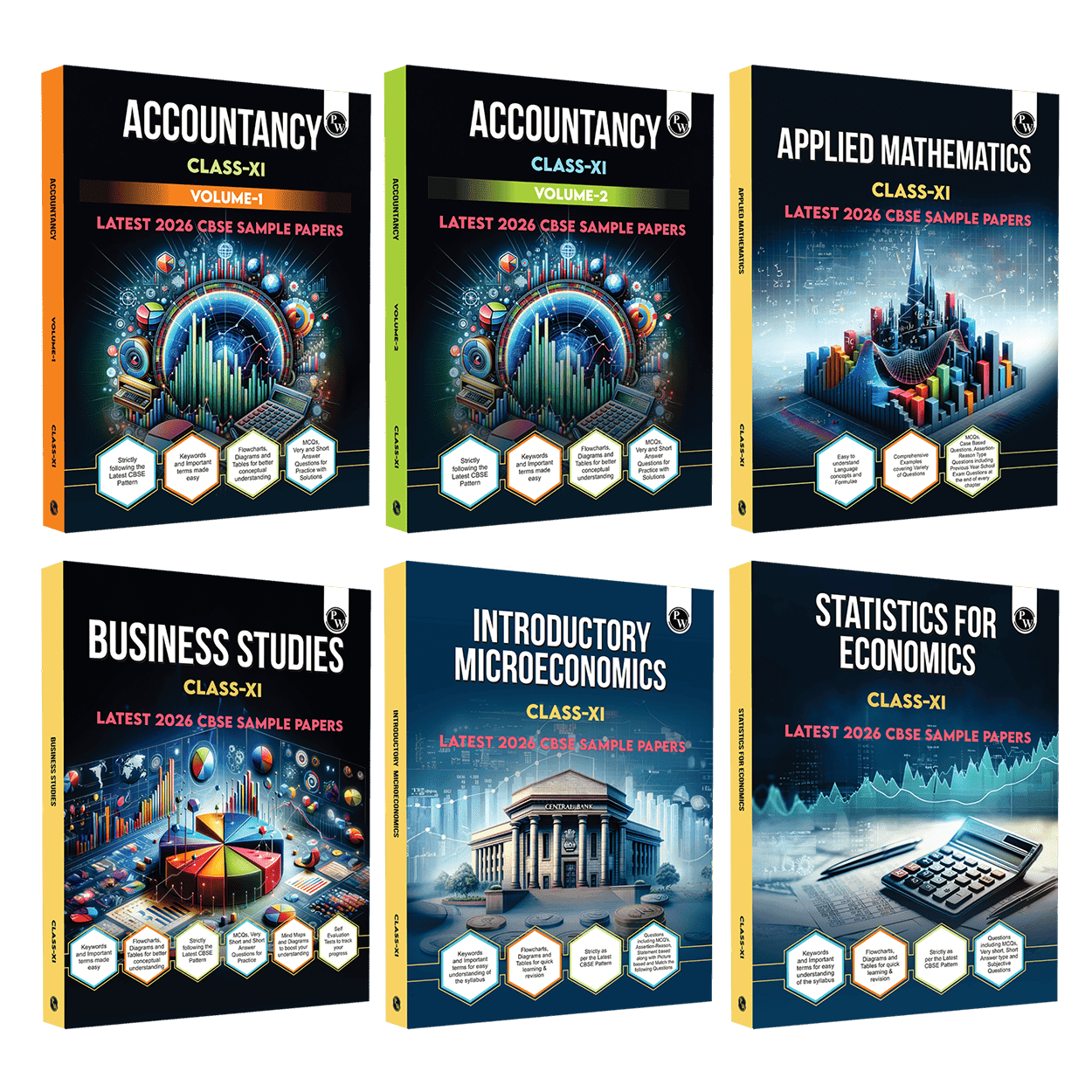 CBSE Class 11 Accountancy Volume 1 & 2, Business Studies Volume 1 & 2, Applied Mathematics, Statistics for Economics & Introductory Microeconomics Combo Set of 6 Books