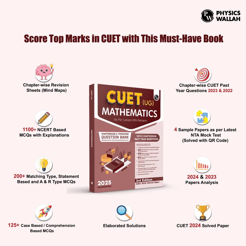 CUET (UG) Mathematics 2025 Chapterwise & Topicwise Question Bank with Past Year Questions (PYQs upto 2024) and Mock Tests l Chapterwise Revision Sheets