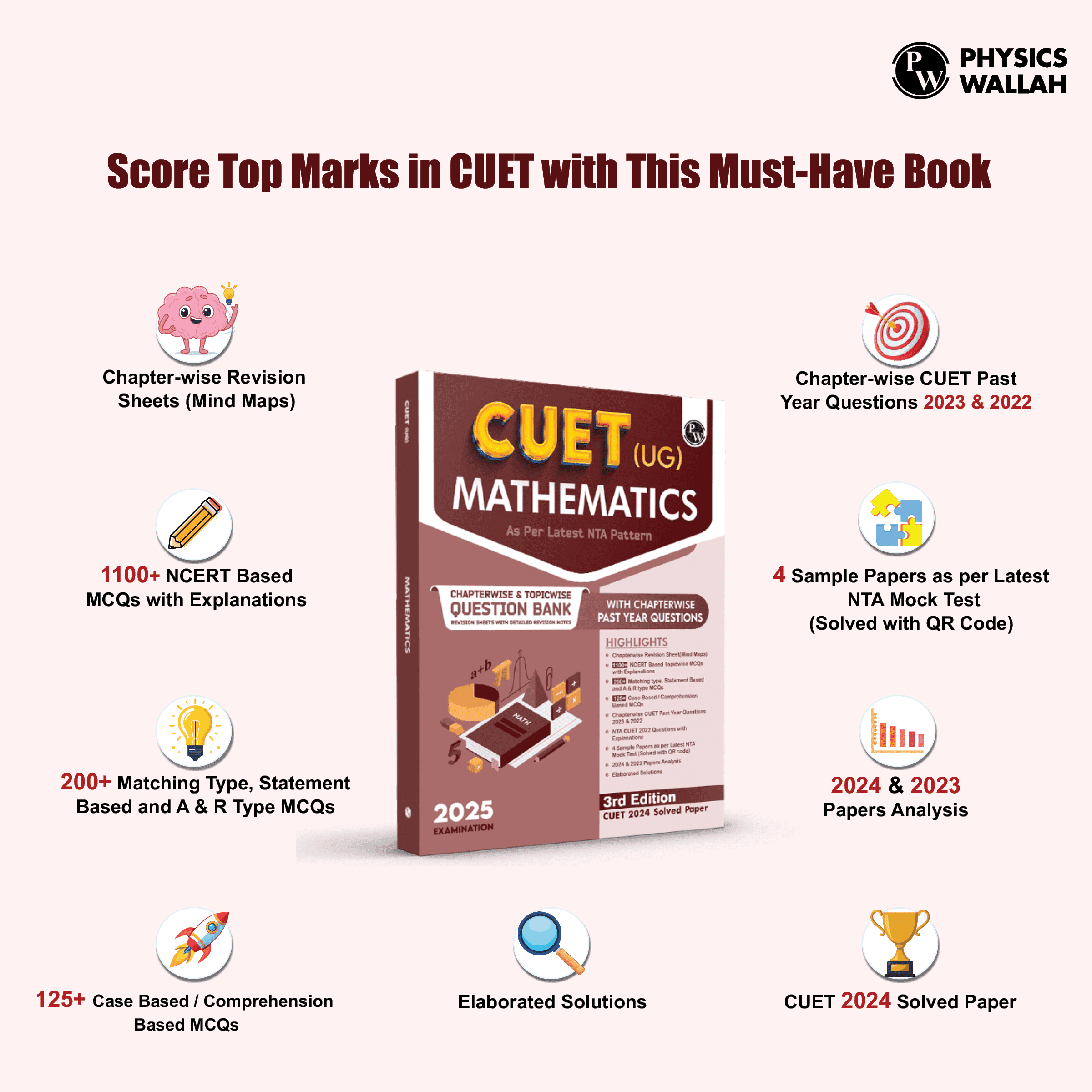 CUET (UG) Mathematics 2025 Chapterwise & Topicwise Question Bank with Past Year Questions (PYQs upto 2024) and Mock Tests l Chapterwise Revision Sheets
