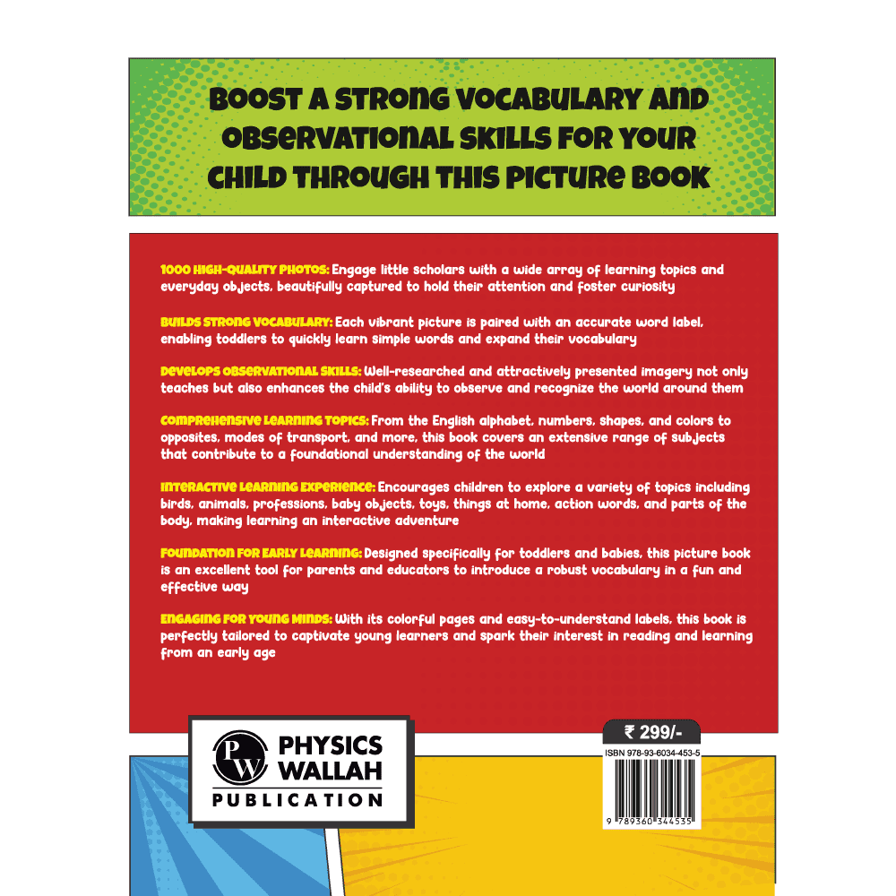 Kids First 1000 Words Book l 50 Topics with Engaging Picture Book for Early Learners and  Children Ages 1, 2, 3, 4, 5, 6 Years