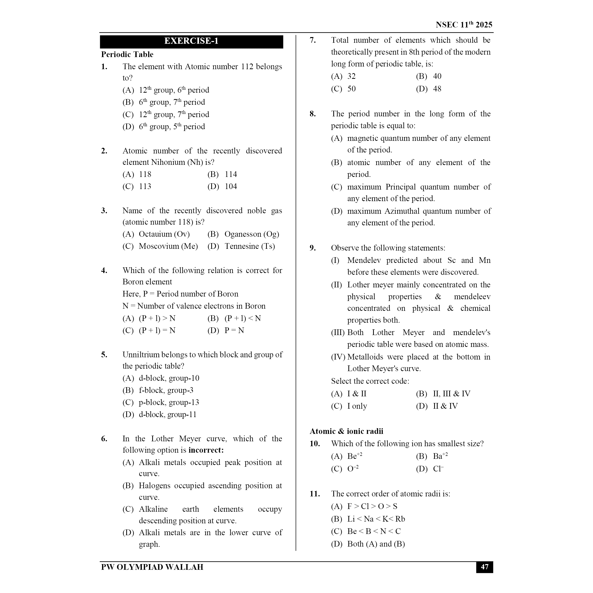 Olympiad Wallah NSEC Class 11 Advanced Chemistry (Part 1) For JEE & Olympiad 2025 | Problems For Analytical Skills | Ideal For NSEC and INChO