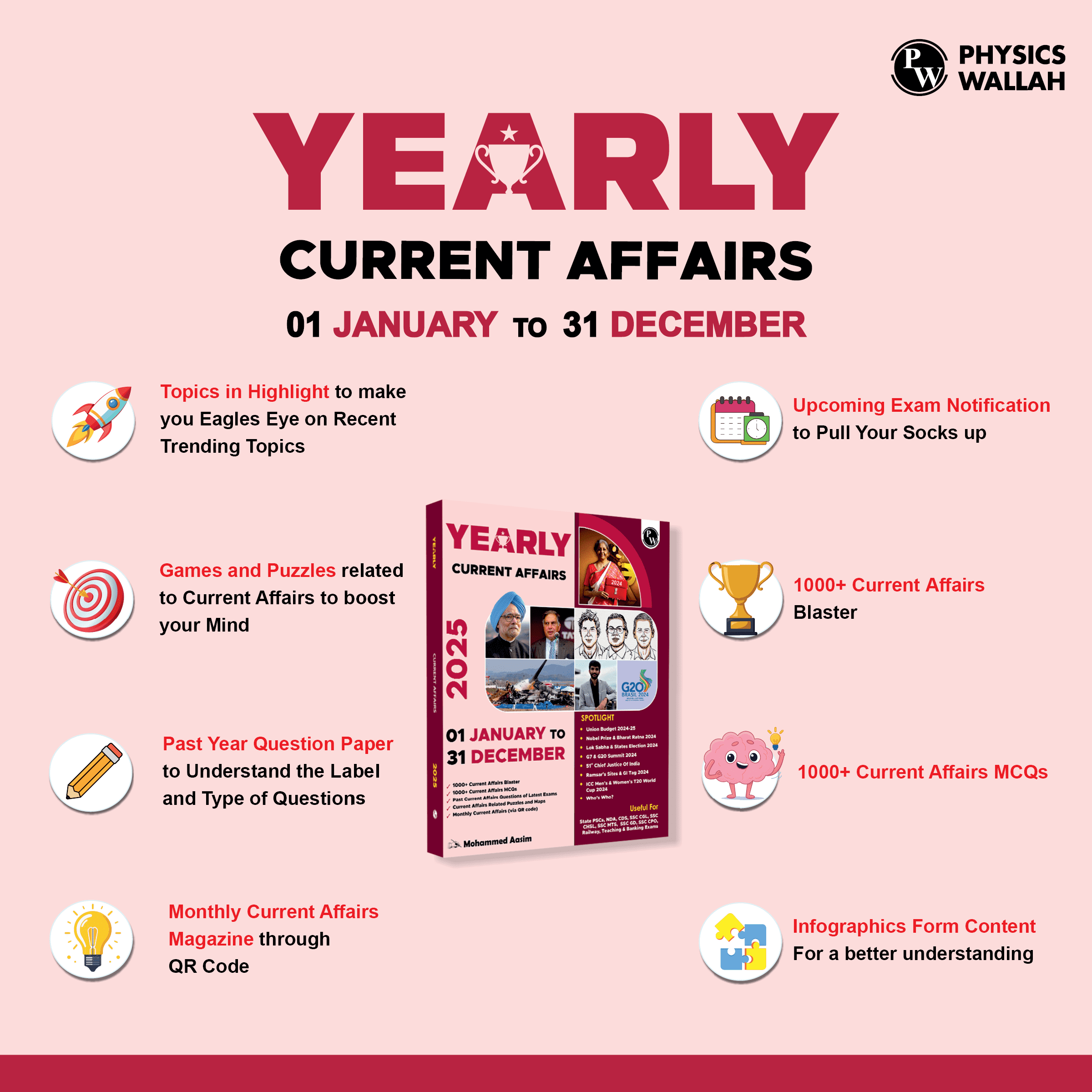 Yearly Current Affairs Magazine January to December 2024 English Edition By Mohammed Aasim Sir | For SSC, Banking, Teaching, Railway, Defence & Other Competitive Exams 2025
