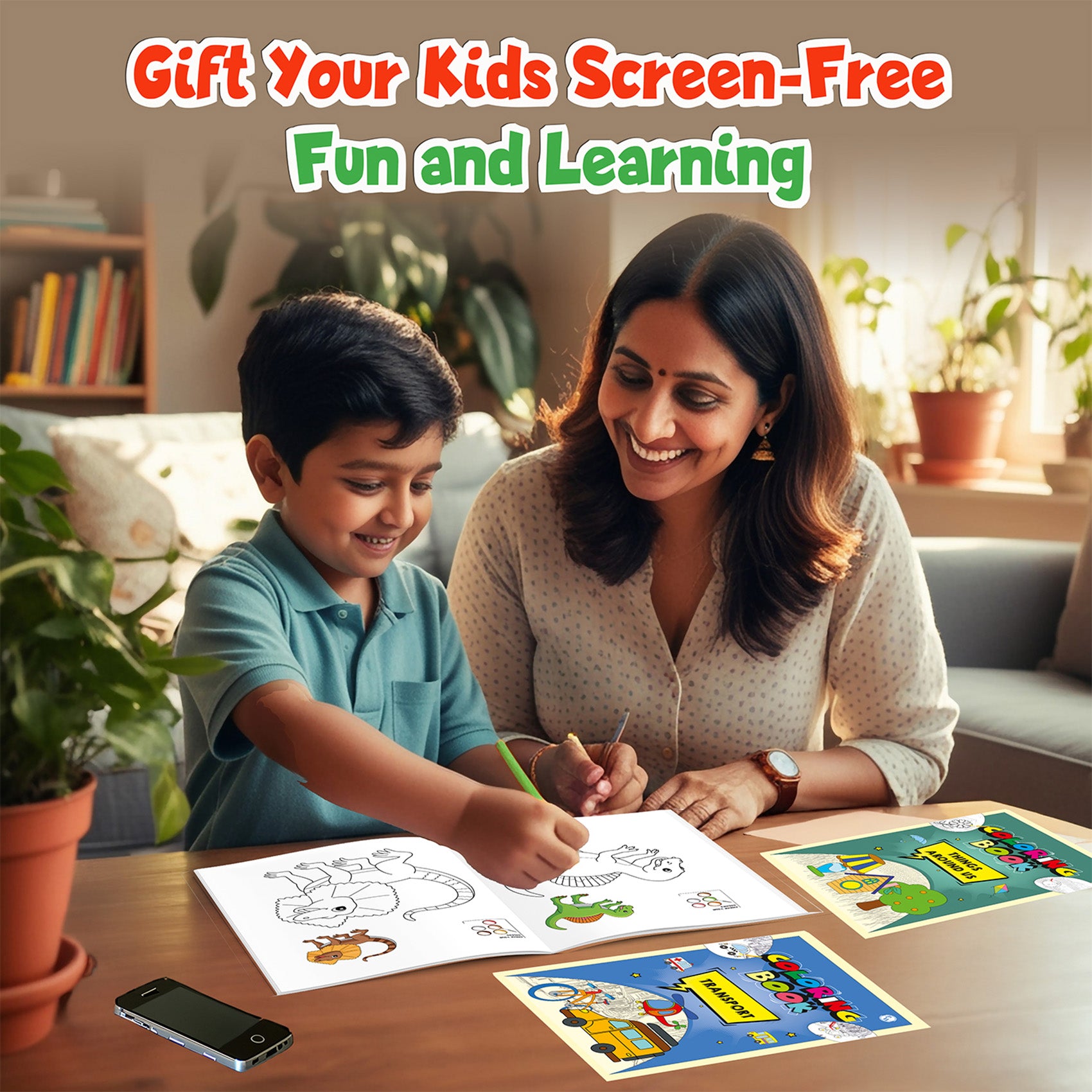 Copy Colour Book For Kids Set of 6 Books - Animals, Birds, Fishes & Sea Animals, Fruits, Vegetables, Cartoons | 2 to 6 Years Old | Ideal Birthday Gift Set for Growing Kids