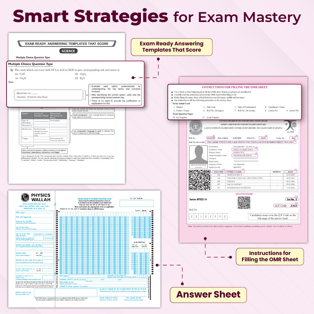 CBSE Class 10 - Real Feel Sample Papers 2026 with Set of 8 CBSE Like Questions and Answer Booklet Sheets with Solutions & Marking Scheme - Science, Maths (Std), Social Science, English