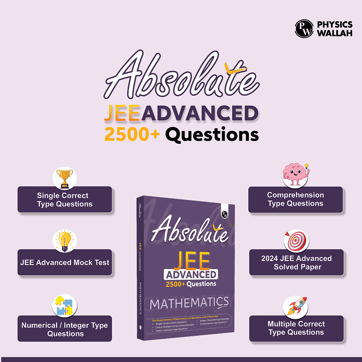 Absolute JEE Advanced Mathematics 2500+ Questions with Formula Sheet Latest Solved Paper and 3 Mock Tests | Covering All JEE Advanced Question Typology