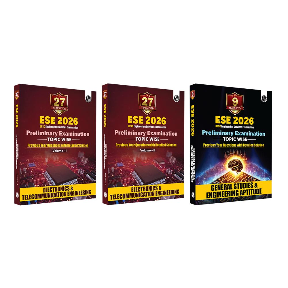 UPSC ESE Topicwise Previous Years Solved Questions Electronics & Telecommunication Engineering Preliminary Examination Volume 1 & 2 and General Studies & Engineering Aptitude Set of 3 Books for 2026