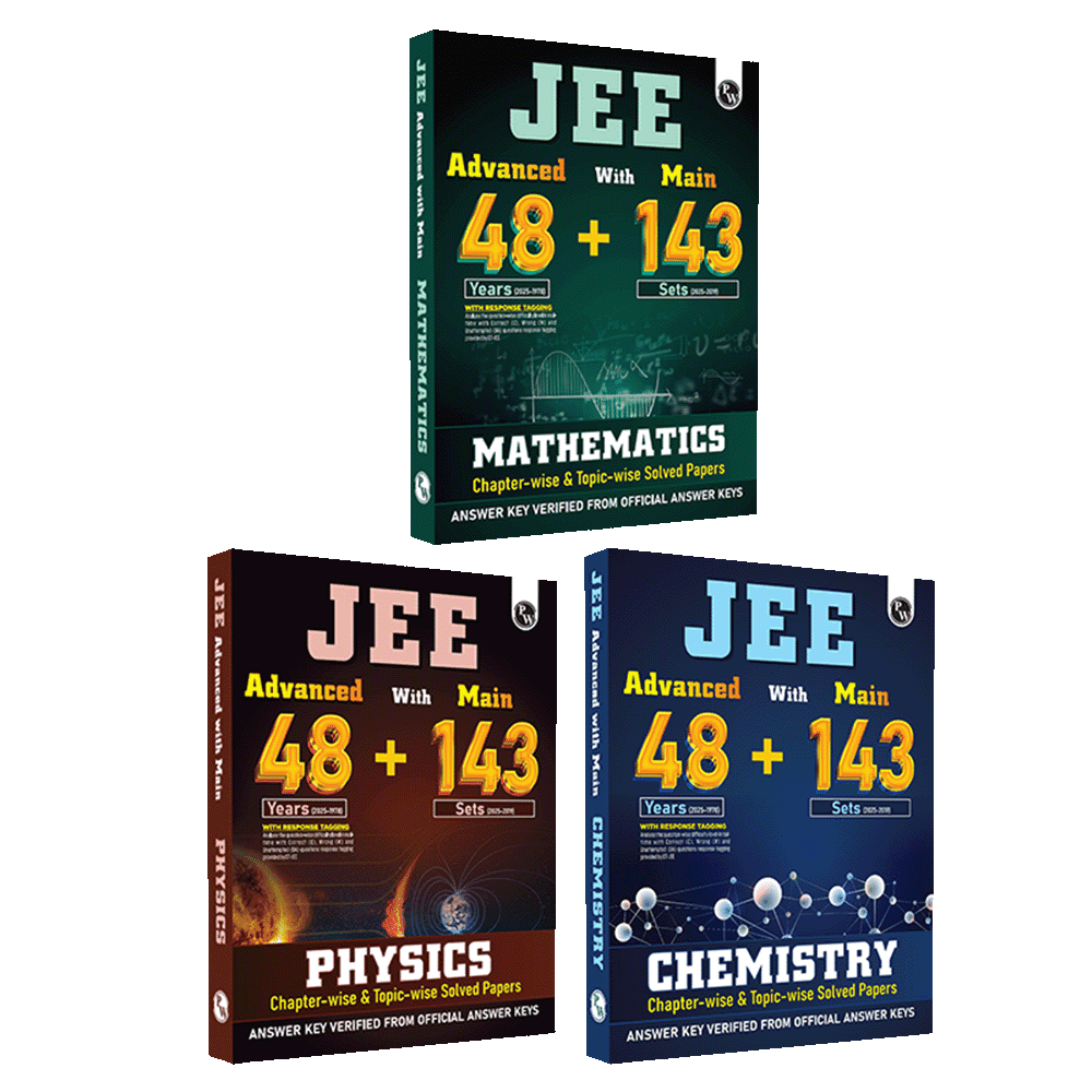 JEE Advanced 48 Years (2025-1978) with JEE Main 143 Sets PYQs (2025-2019) Physics, Chemistry, Maths Combo Set of 3 | Chapterwise and Topicwise Solved Papers For JEE 2026 Exams