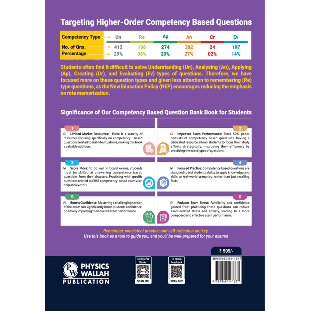 CBSE Class 12 Competency Based Question Bank For Board Exams l Physics, Chemistry, Biology | 1400+ Real Life Application Based Questions | Aligned with Latest CBSE SQP 2024-25