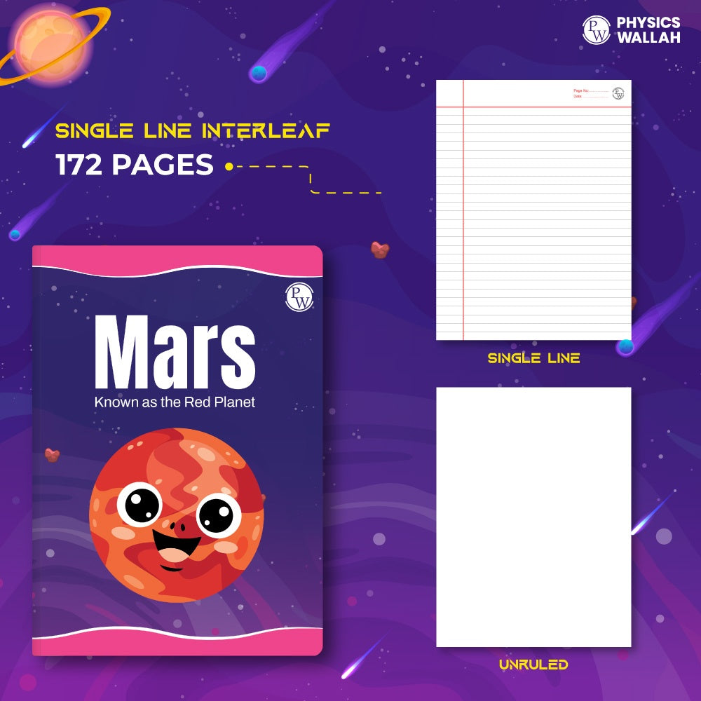 172 Pages Children Notebook Single Line (Interleaf)- Mars