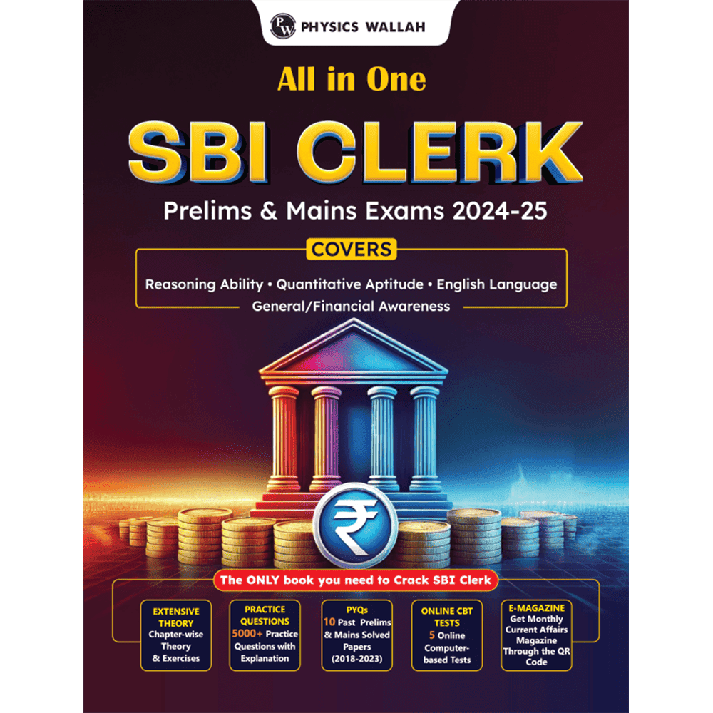 All in One SBI Clerk Prelims and Mains 2024-25 Exams | 10 Previous Year Solved Papers (PYQs) 2018 - 2023 with 5 Online Practice Sets | English Edition