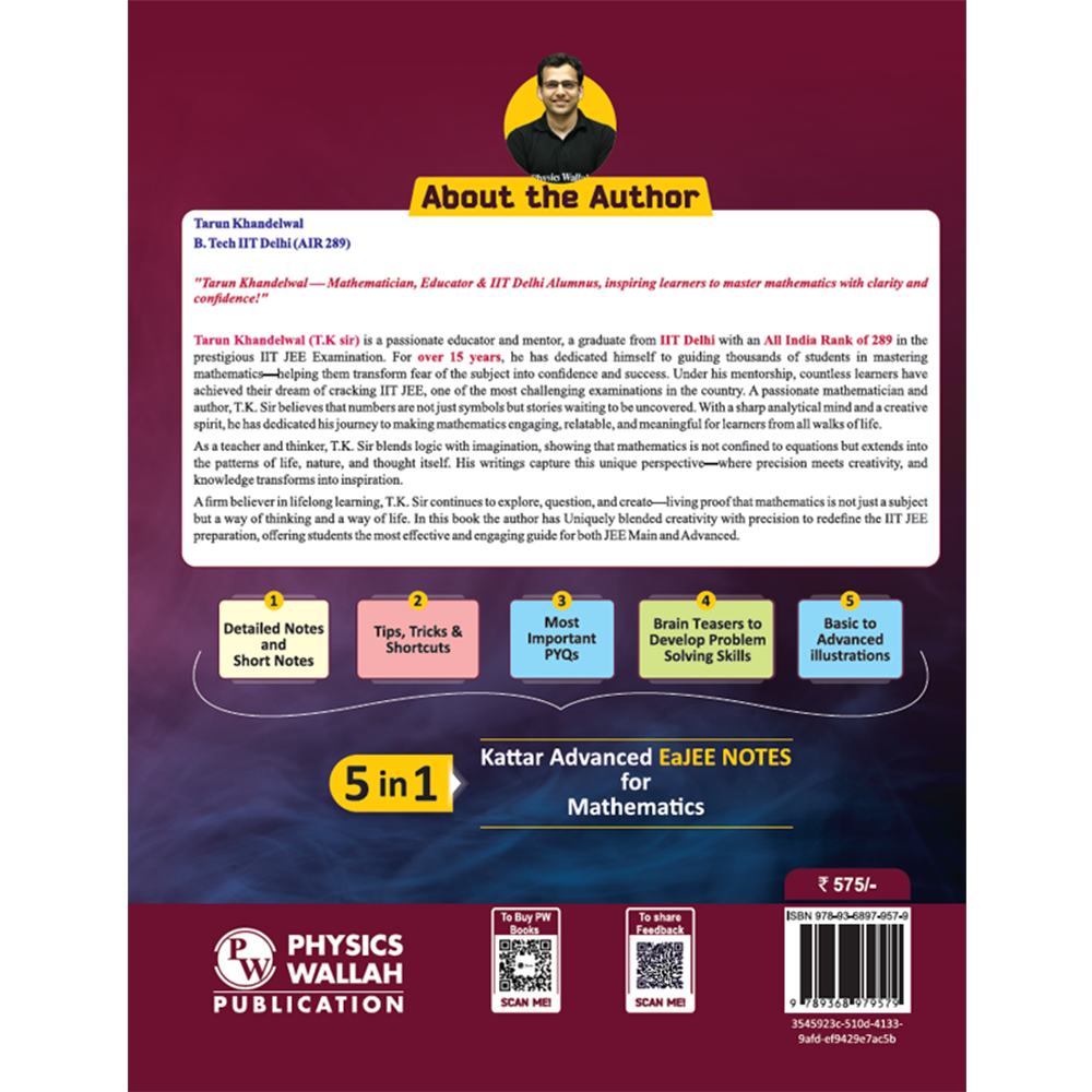 EaJEE Handwritten Notes For Mathematics Class 11 JEE Main & Advanced By Tarun Khandelwal (T.K. Sir) | Chapterwise and Topicwise Questions | Handpicked PYQs